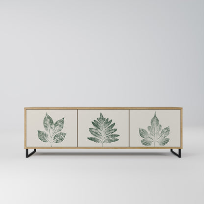 GREEN LEAFY STAMPS 3-Door TV Stand in Oak Effect