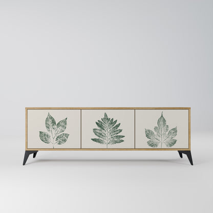 GREEN LEAFY STAMPS 3-Door TV Stand in Oak Effect