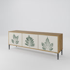 GREEN LEAFY STAMPS 3-Door TV Stand in Oak Effect
