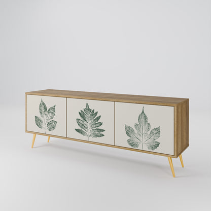 GREEN LEAFY STAMPS 3-Door TV Stand in Oak Effect