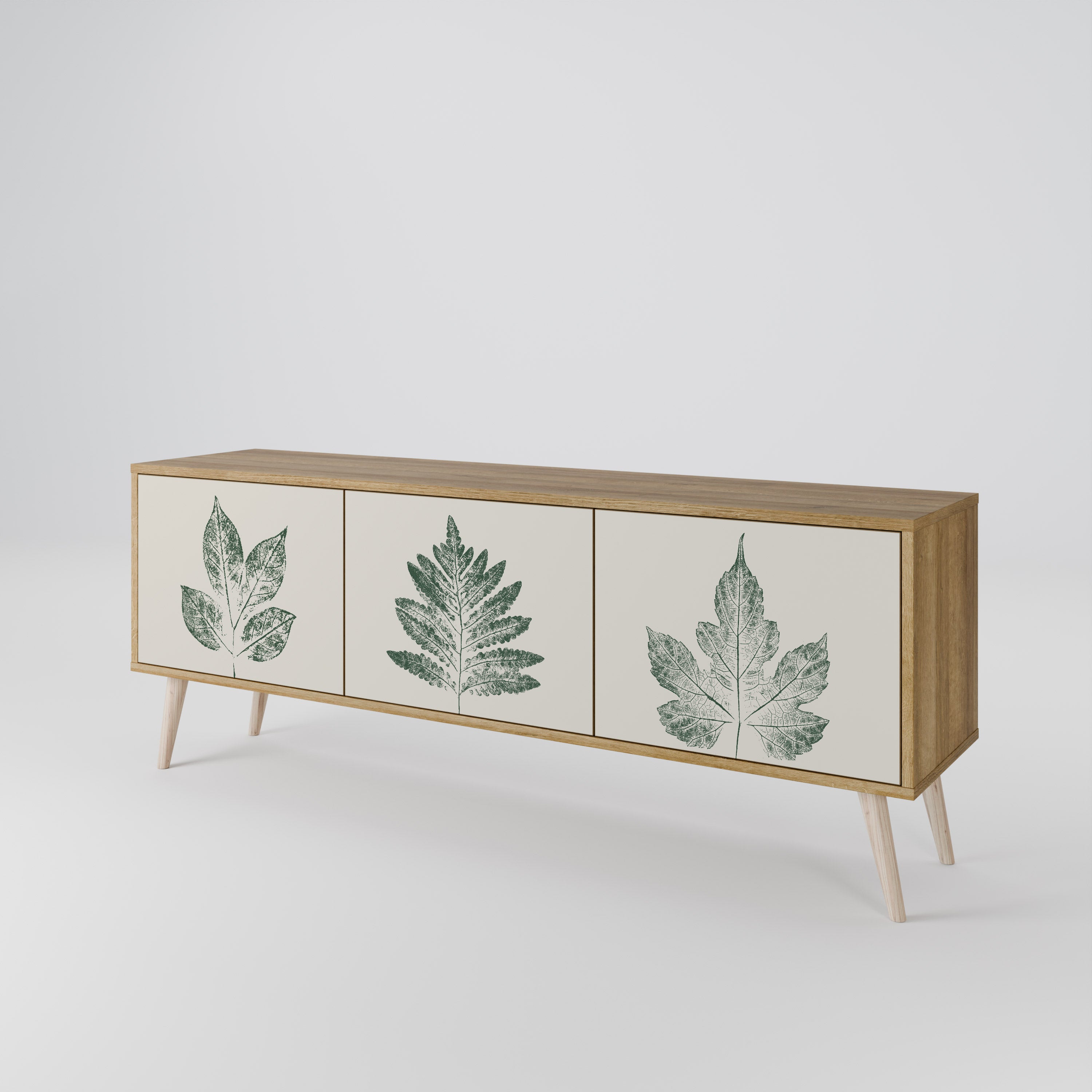 GREEN LEAFY STAMPS TV-bänk med 3 dörrar