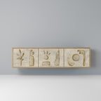 SAND SCULPTURES 3-Door TV Stand in Oak Effect