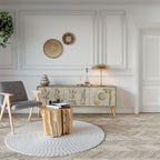 SAND SCULPTURES 3-Door TV Stand in Oak Effect