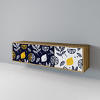 CITRUS BLACK AND WHITE 3-Door TV Stand in Oak Effect