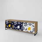 CITRUS BLACK AND WHITE 3-Door TV Stand in Oak Effect