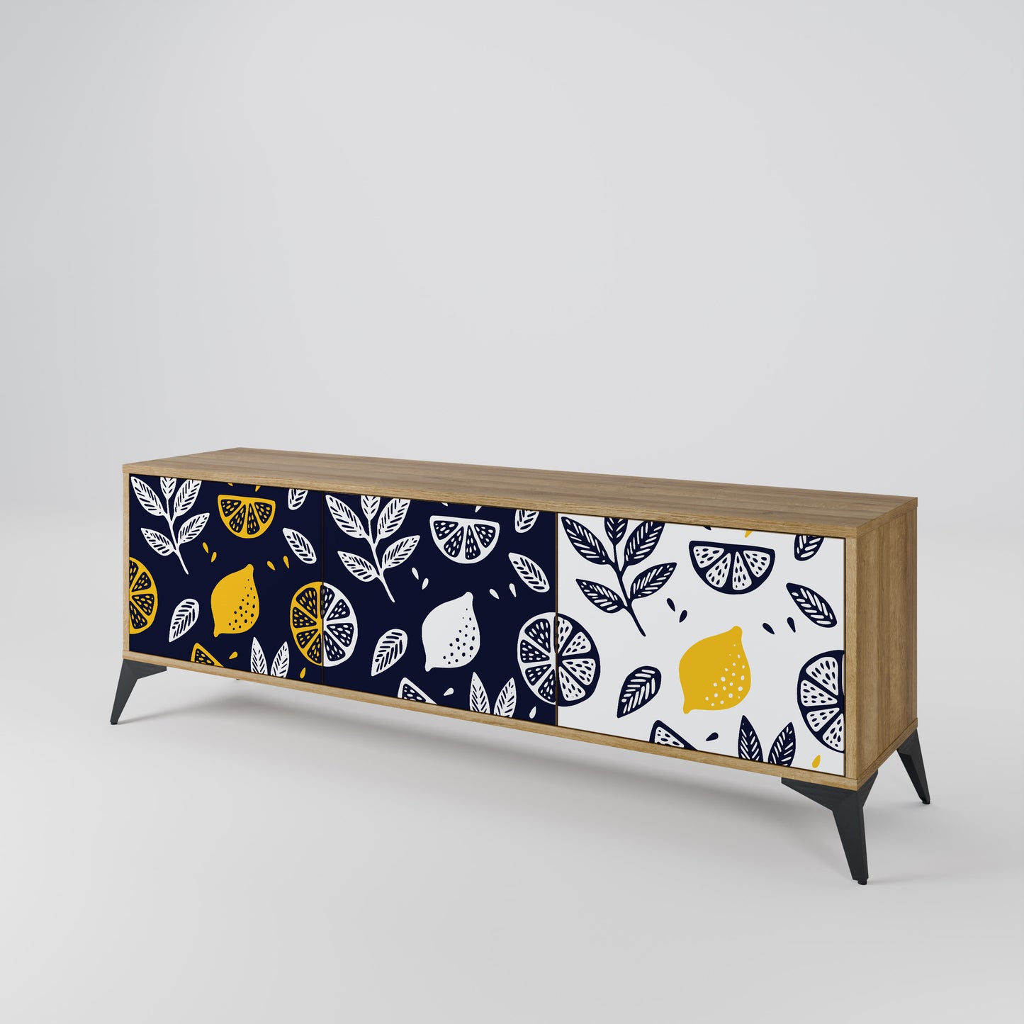 CITRUS BLACK AND WHITE TV-bänk med 3 dörrar