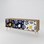 CITRUS BLACK AND WHITE 3-Door TV Stand in Oak Effect