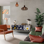 CITRUS BLACK AND WHITE 3-Door TV Stand in Oak Effect