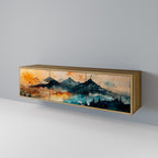 OMINOUS MOUNTAINS 3-Door TV Stand in Oak Effect