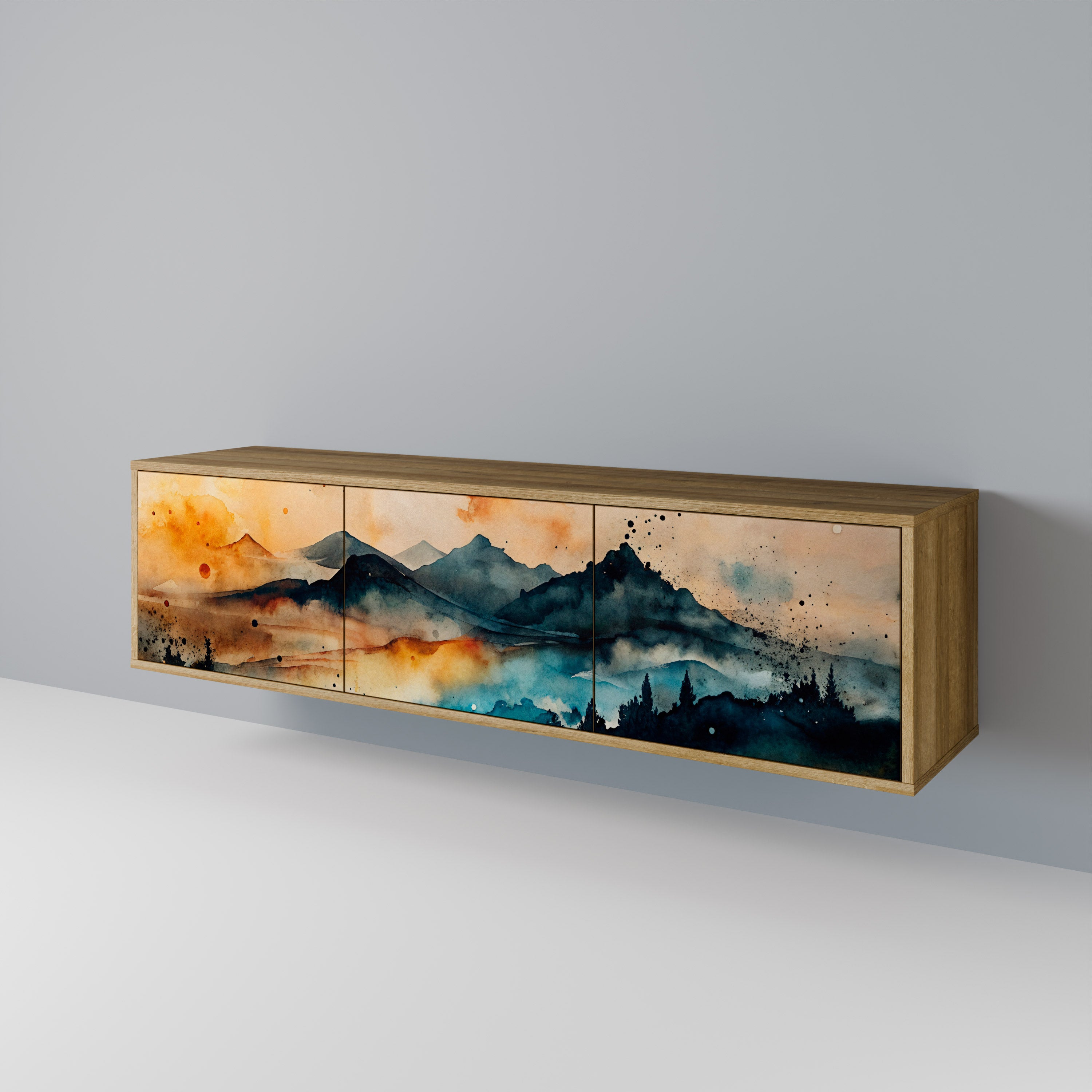 OMINOUS MOUNTAINS TV-bänk med 3 dörrar