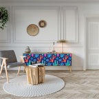 CACTUS VIBES 3-Door TV Stand in Oak Effect