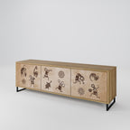 AFRICAN STYLE 3-Door TV Stand in Oak Effect