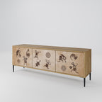 AFRICAN STYLE 3-Door TV Stand in Oak Effect