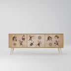 AFRICAN STYLE 3-Door TV Stand in Oak Effect