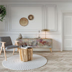 VEILED SUMMIT 3-Door TV Stand in Oak Effect