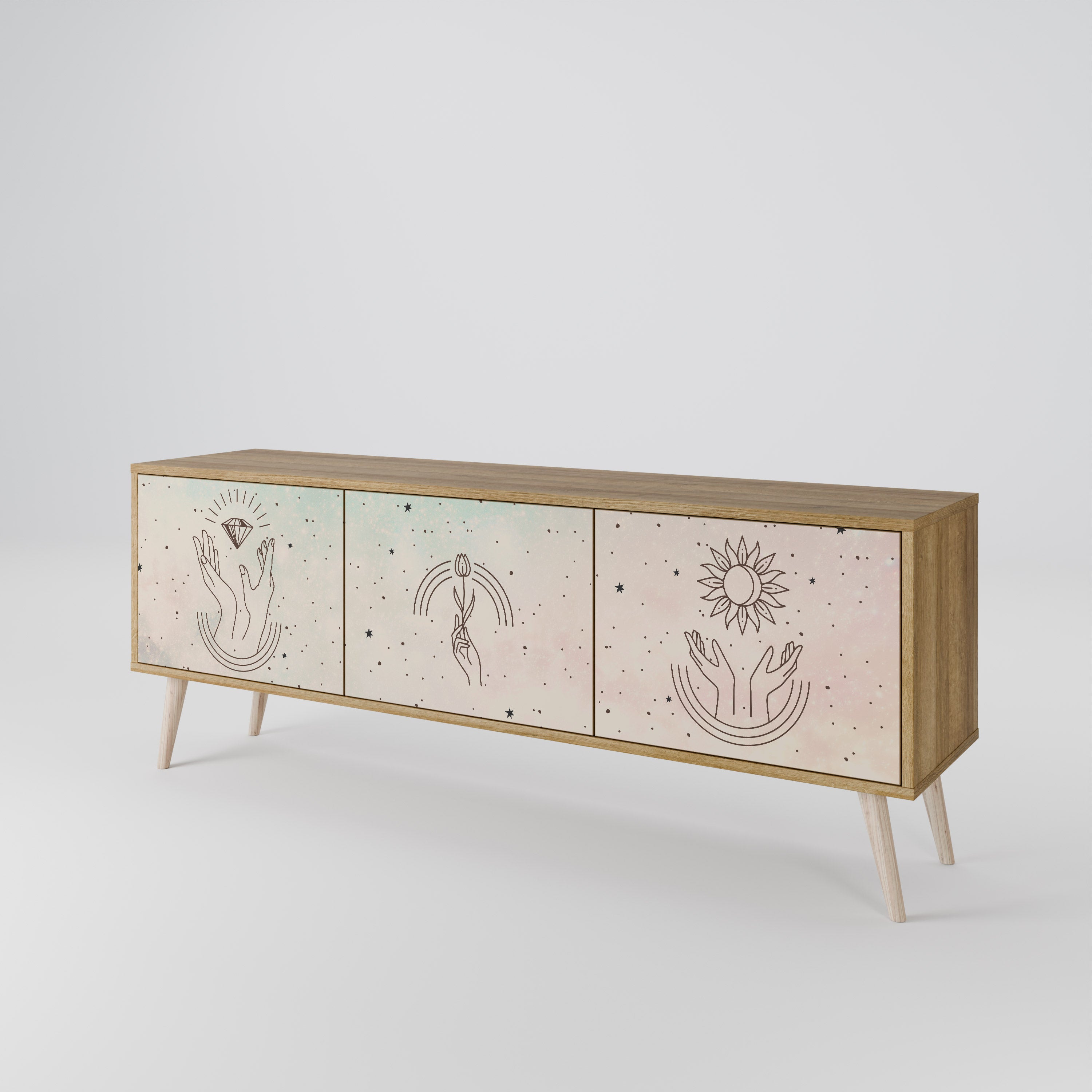 DELICATE BEAUTY TV-bänk med 3 dörrar