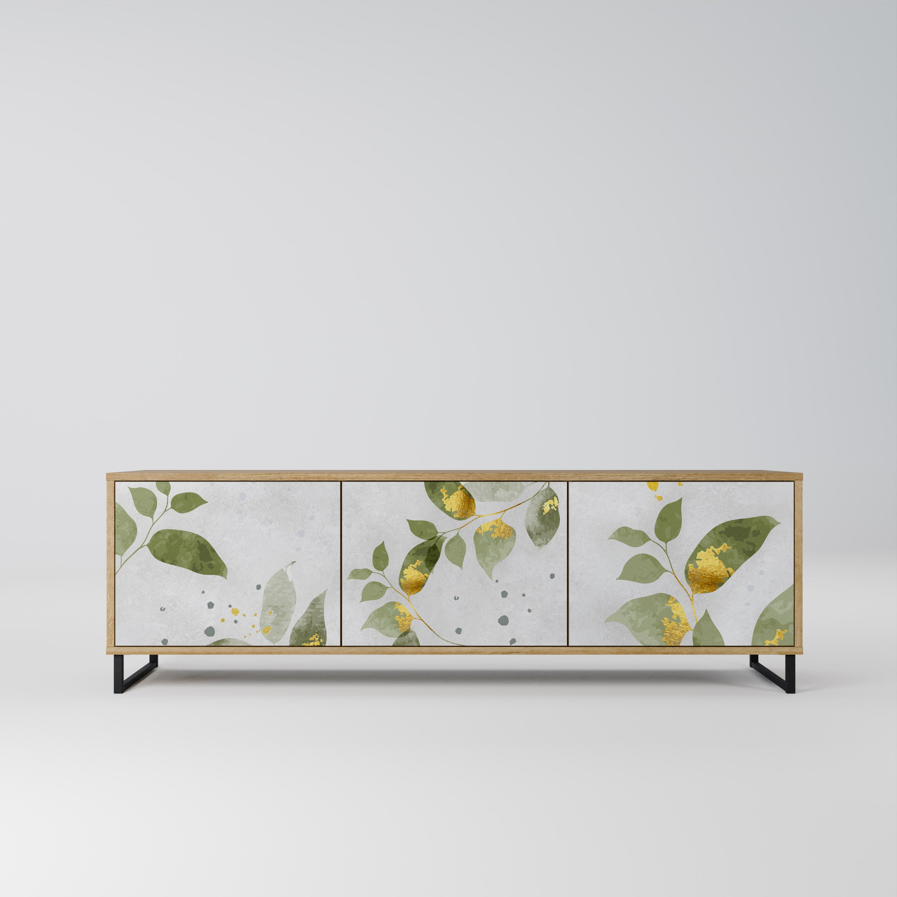 ELEGANT BOTANICS 3-dörrars TV-bänk i ekeffekt
