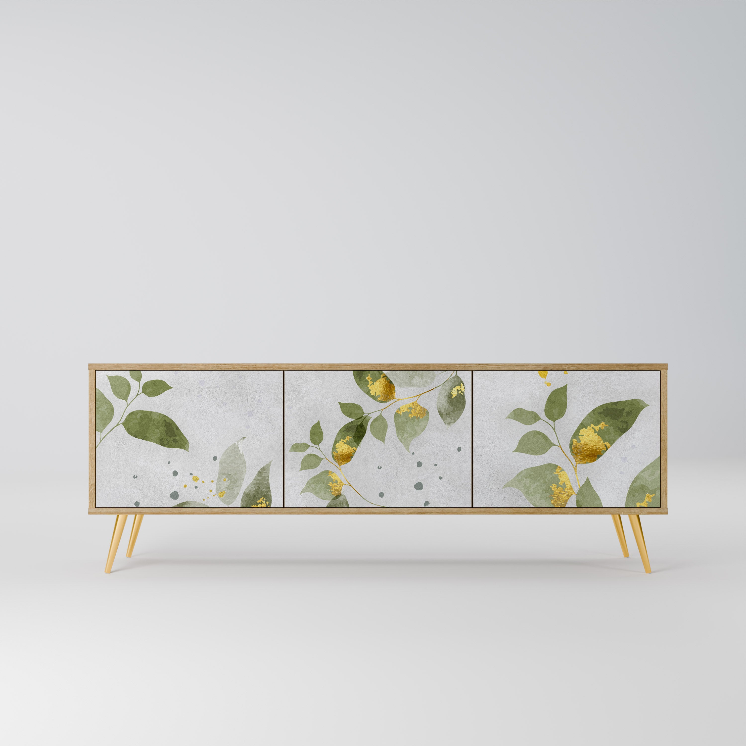 ELEGANT BOTANICS 3-dörrars TV-bänk i ekeffekt