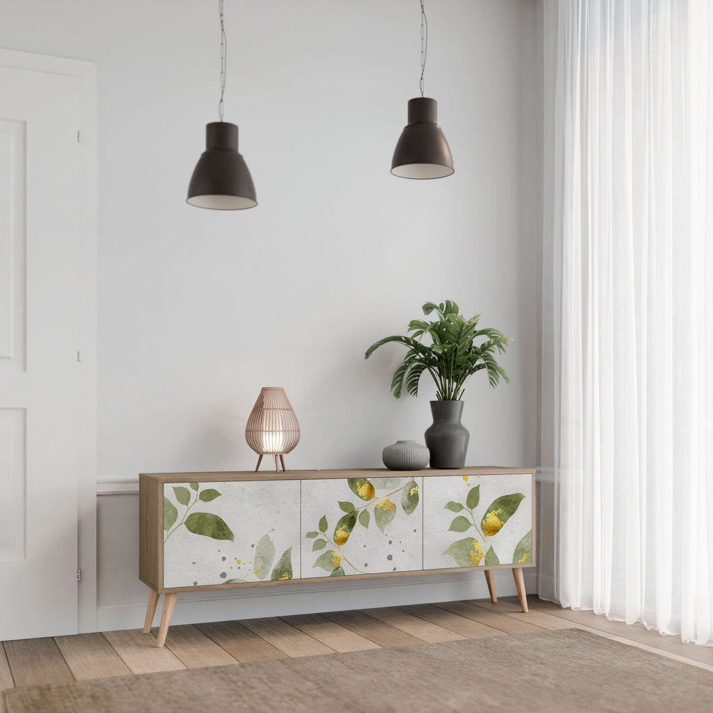 ELEGANT BOTANICS 3-dörrars TV-bänk i ekeffekt
