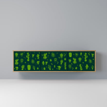 DESERT GREEN 3-dörrars TV-bänk i ekeffekt