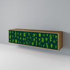 DESERT GREEN 3-Door TV Stand in Oak Effect