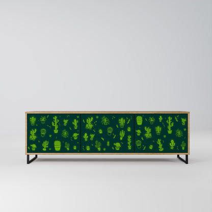 DESERT GREEN 3-dörrars TV-bänk i ekeffekt