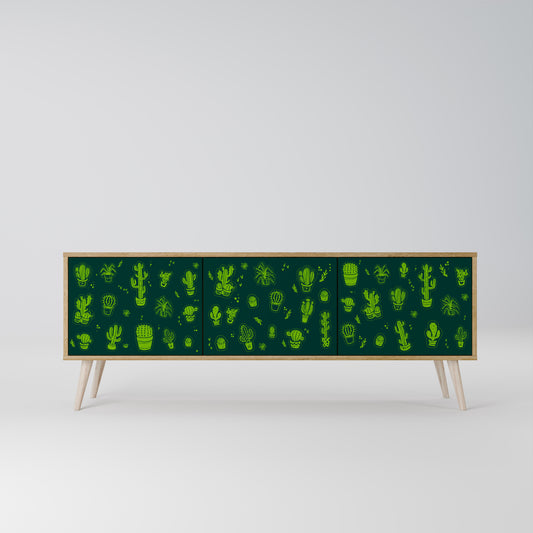 DESERT GREEN 3-dörrars TV-bänk i ekeffekt