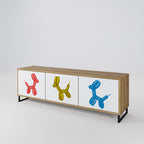 CHILDHOOD MEMORY 3-Door TV Stand in Oak Effect