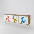 CHILDHOOD MEMORY 3-Door TV Stand in Oak Effect