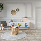 CHILDHOOD MEMORY 3-Door TV Stand in Oak Effect