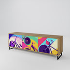 BIKE DREAMS 3-Door TV Stand in Oak Effect