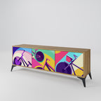 BIKE DREAMS 3-Door TV Stand in Oak Effect