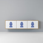 POLISH FOLK ART 3-Door TV Stand in Oak Effect