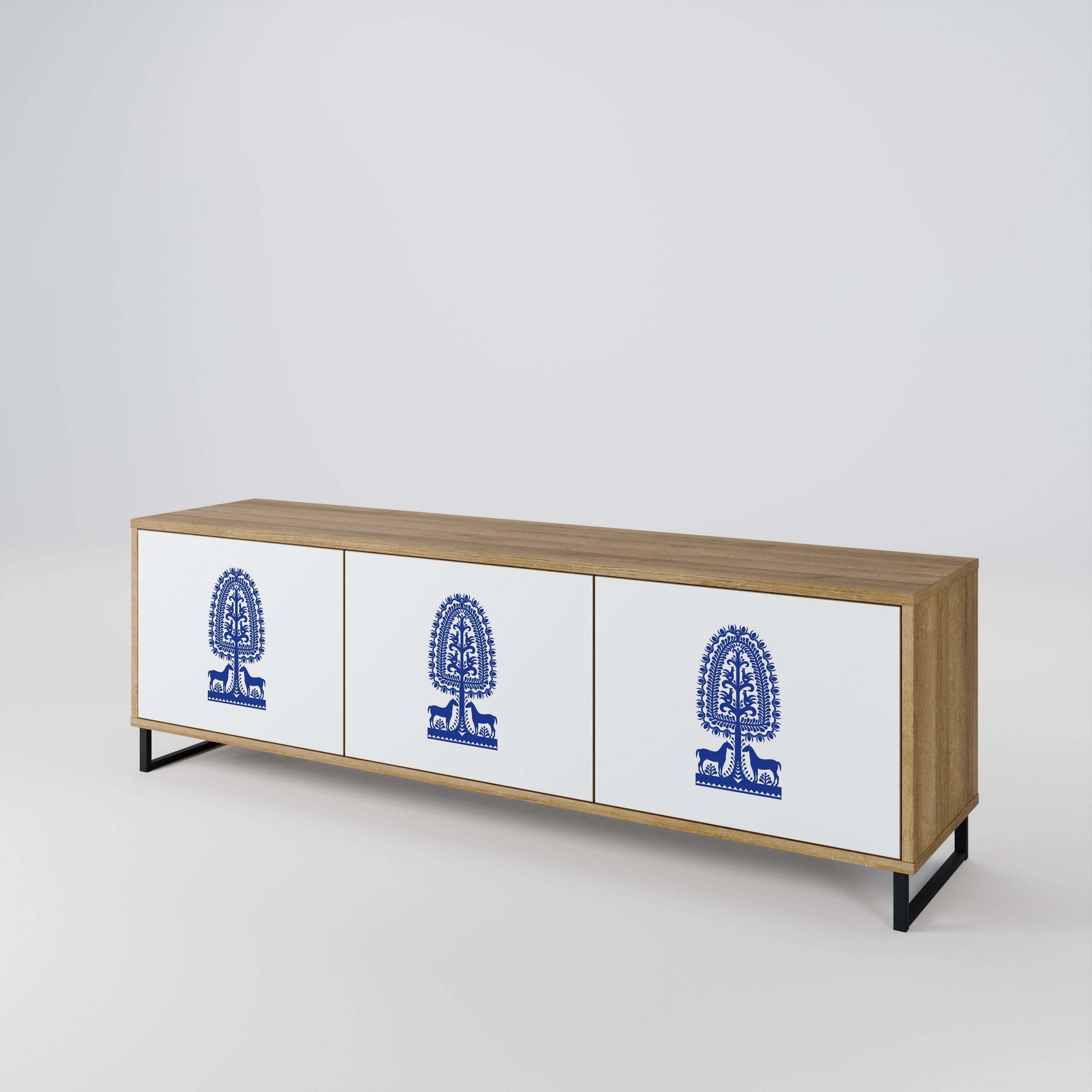 POLISH FOLK ART TV-bänk med 3 dörrar