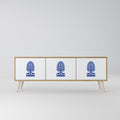 POLISH FOLK ART 3-Door TV Stand in Oak Effect