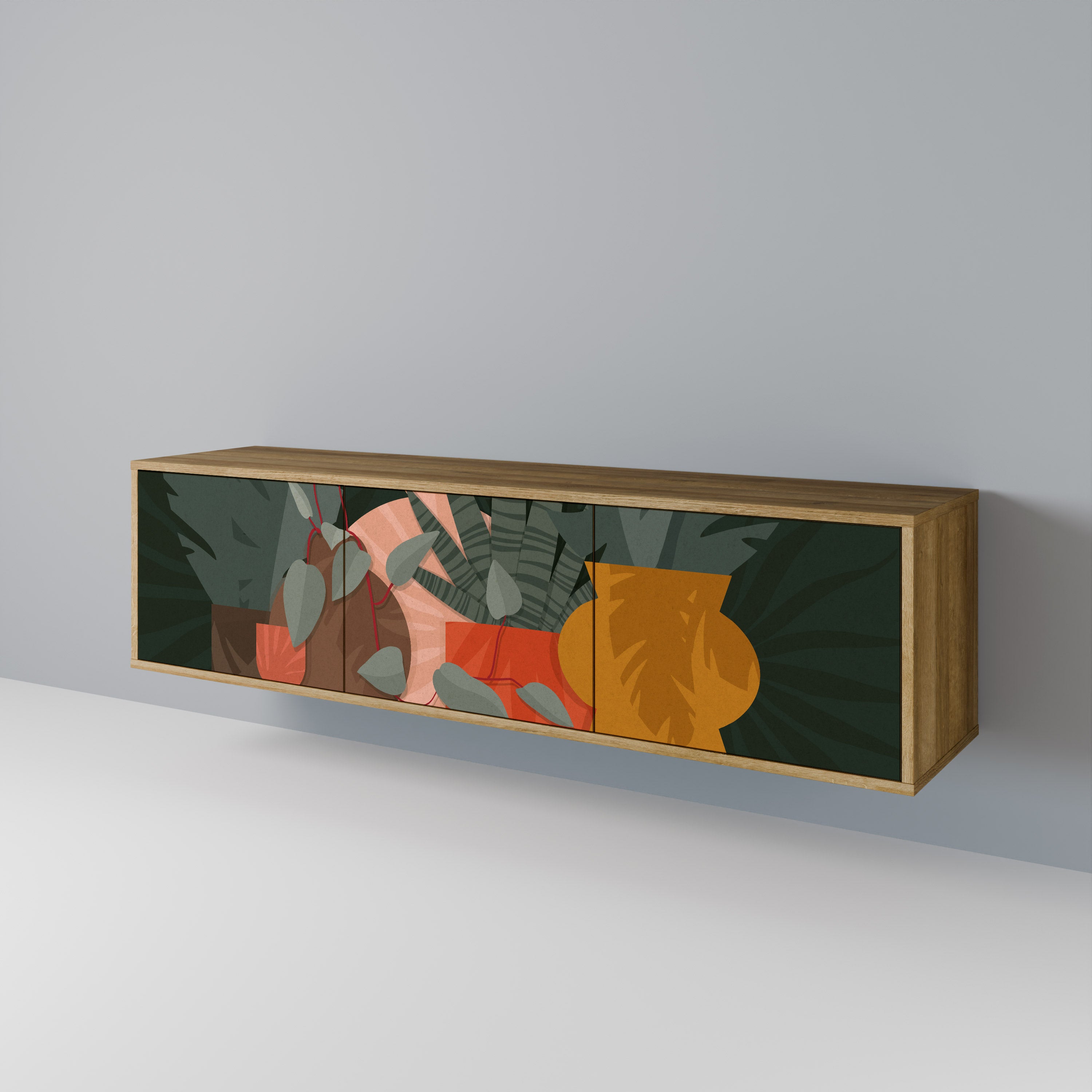 TROPICAL COMPOSITION TV-bänk med 3 dörrar