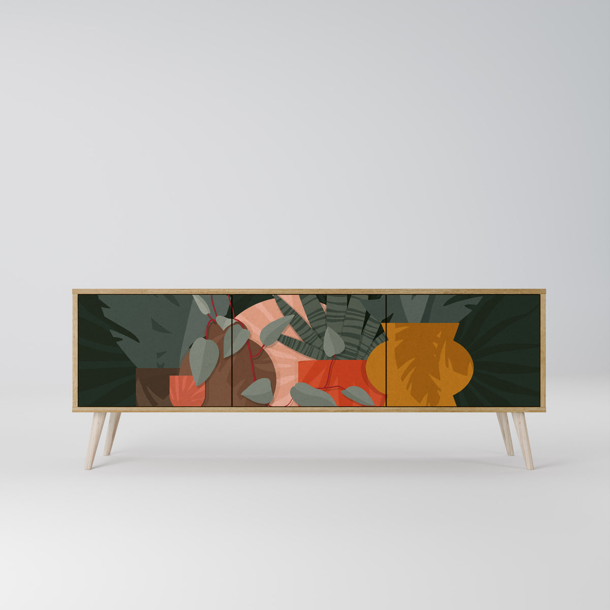 TROPICAL COMPOSITION TV-bänk med 3 dörrar