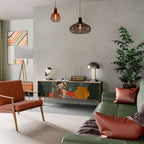 TROPICAL COMPOSITION 3-Door TV Stand in Oak Effect