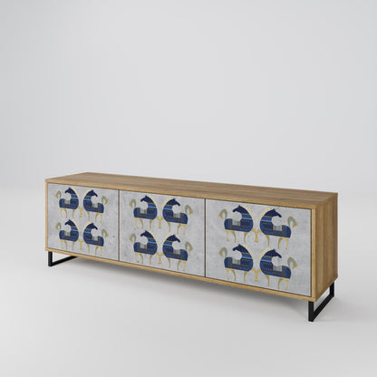 MAJESTIC STEED 3-Door TV Stand in Oak Effect
