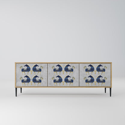 MAJESTIC STEED 3-Door TV Stand in Oak Effect