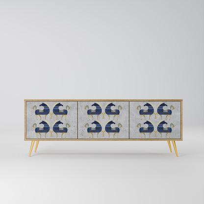MAJESTIC STEED 3-Door TV Stand in Oak Effect