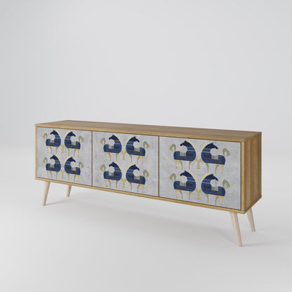 MAJESTIC STEED 3-Door TV Stand in Oak Effect