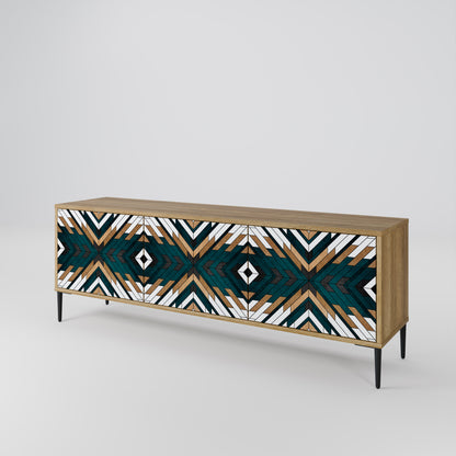 ARTISTIC GEOMETRY 3-dörrars TV-bänk i ekeffekt