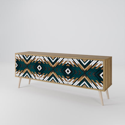 ARTISTIC GEOMETRY 3-dörrars TV-bänk i ekeffekt