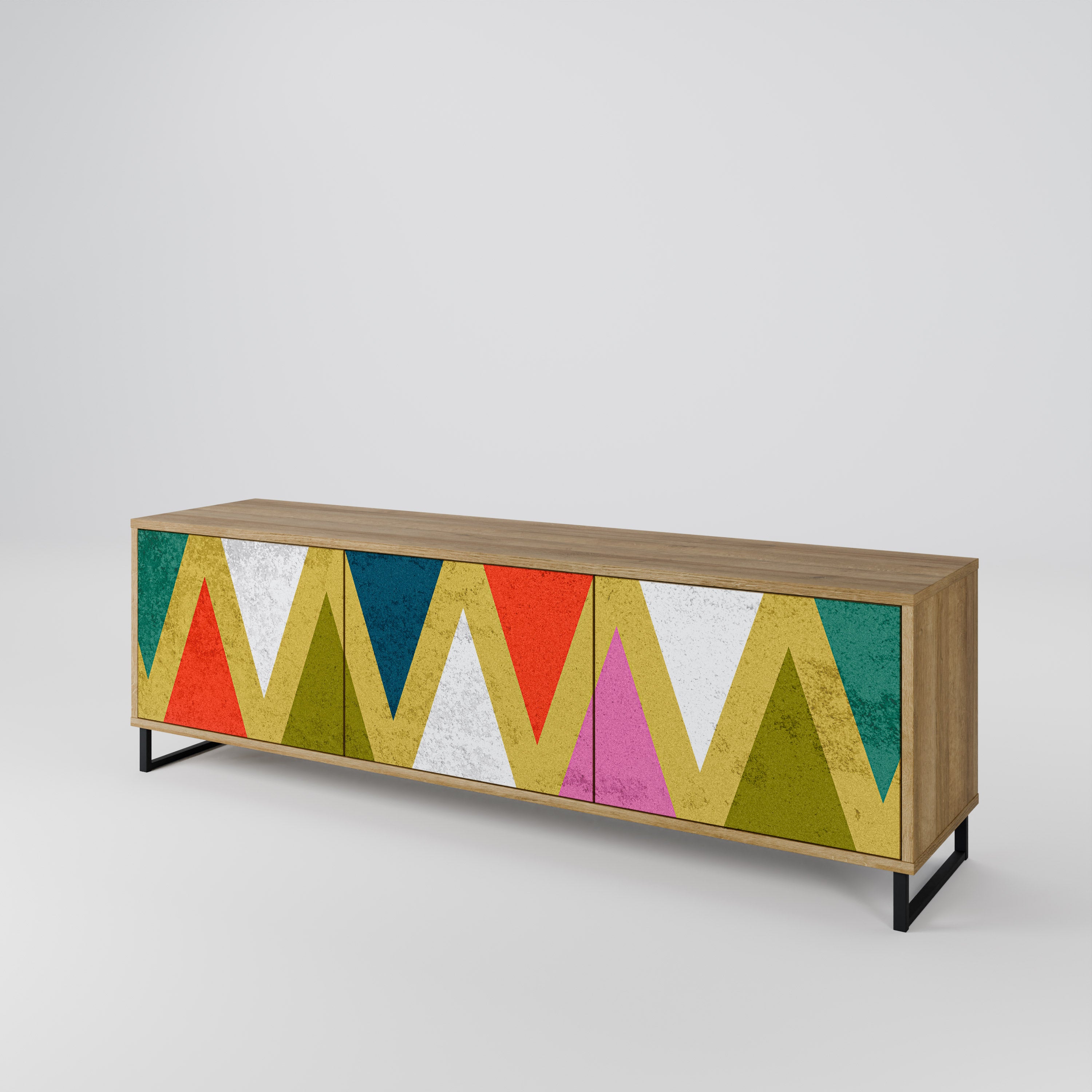 COLORFUL TRIANGLES TV-bänk med 3 dörrar
