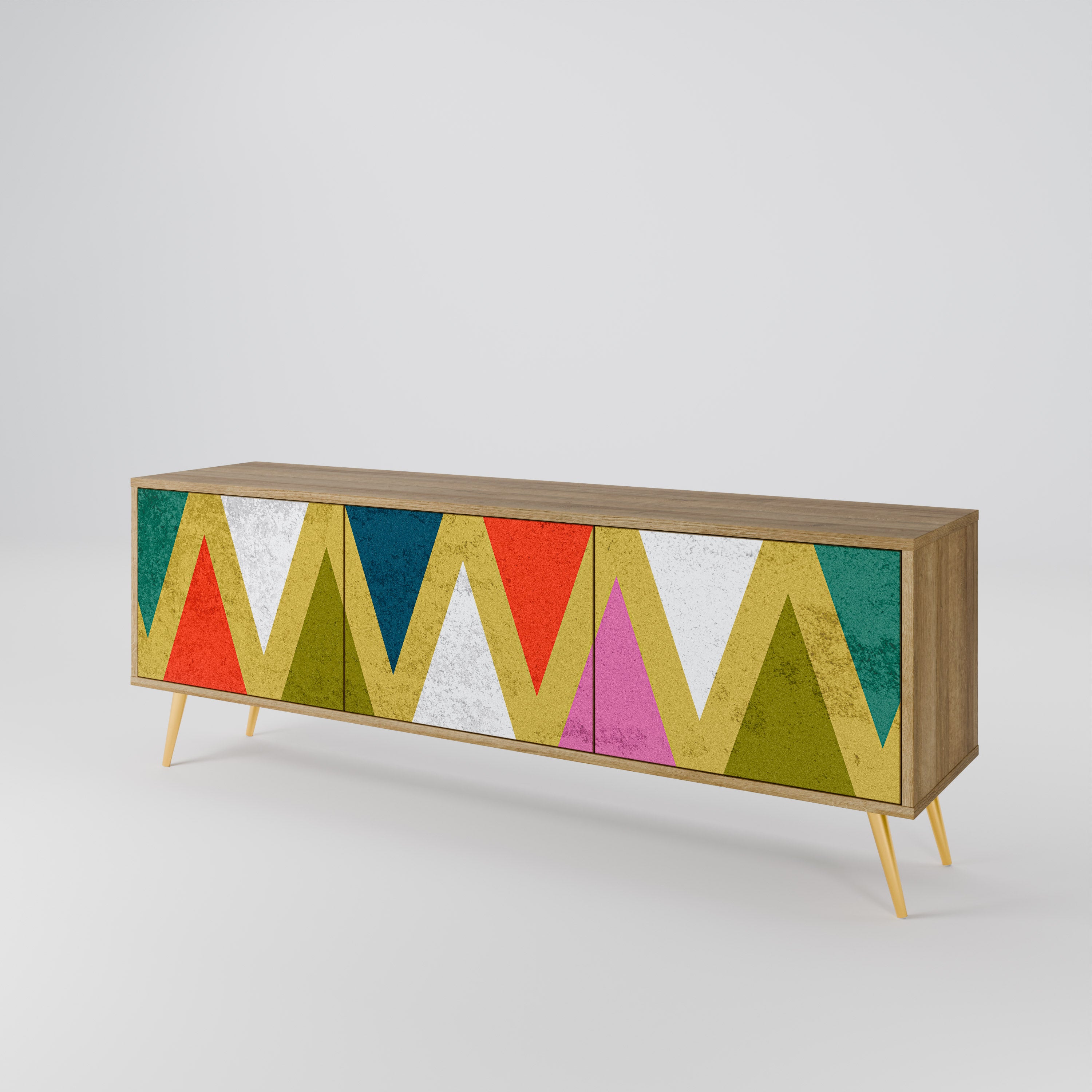 COLORFUL TRIANGLES TV-bänk med 3 dörrar