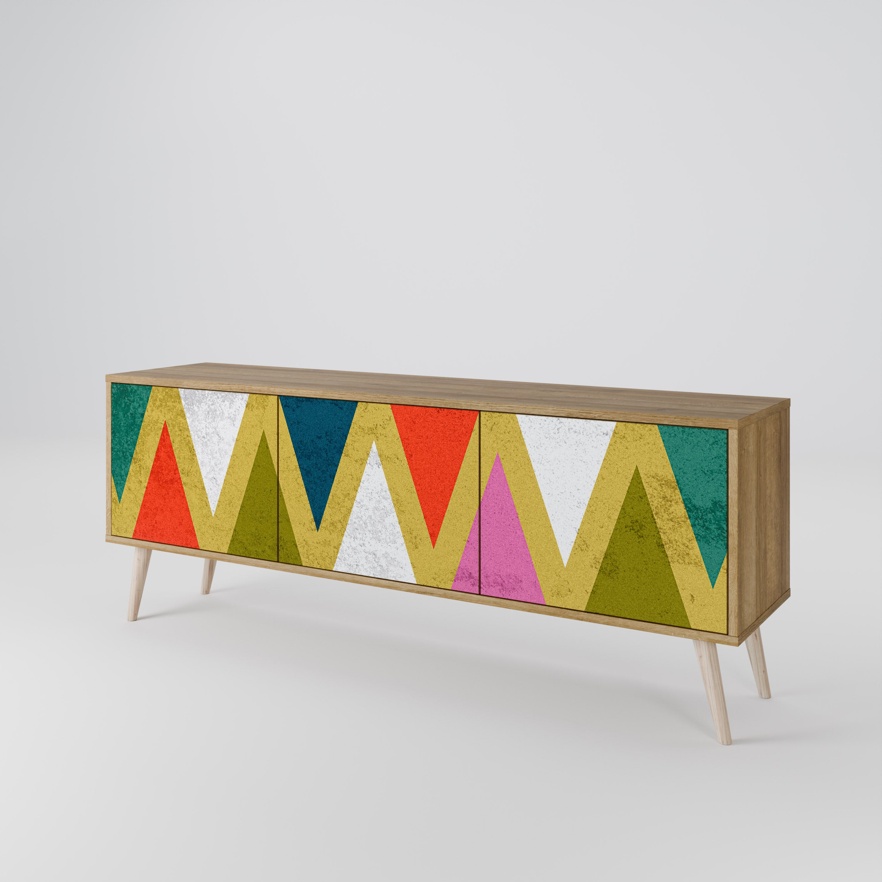 COLORFUL TRIANGLES TV-bänk med 3 dörrar