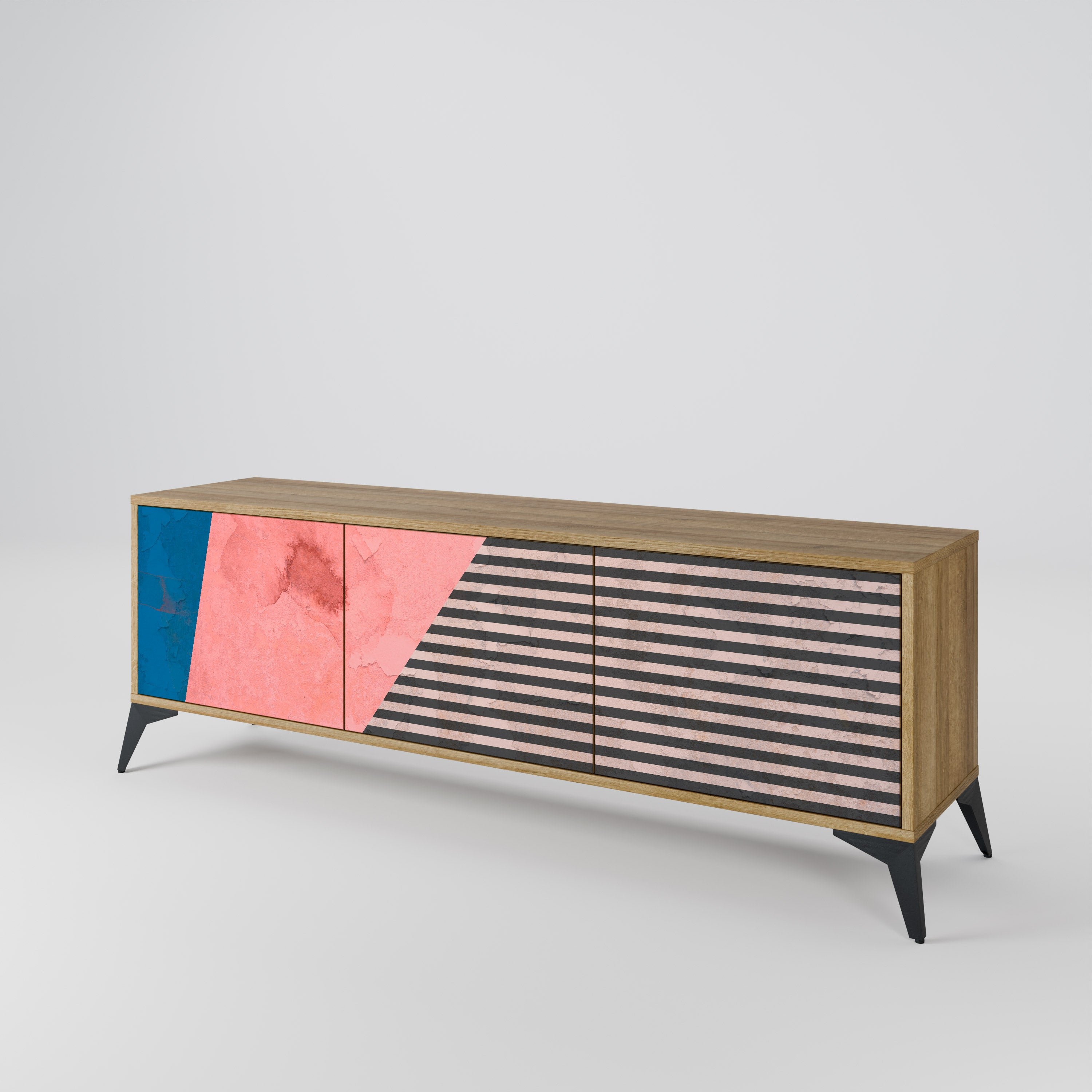 GLAMOROUS STRIPE TV-bänk med 3 dörrar