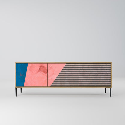 GLAMORÖS STRIPE 3-dörrars TV-bänk i ekeffekt
