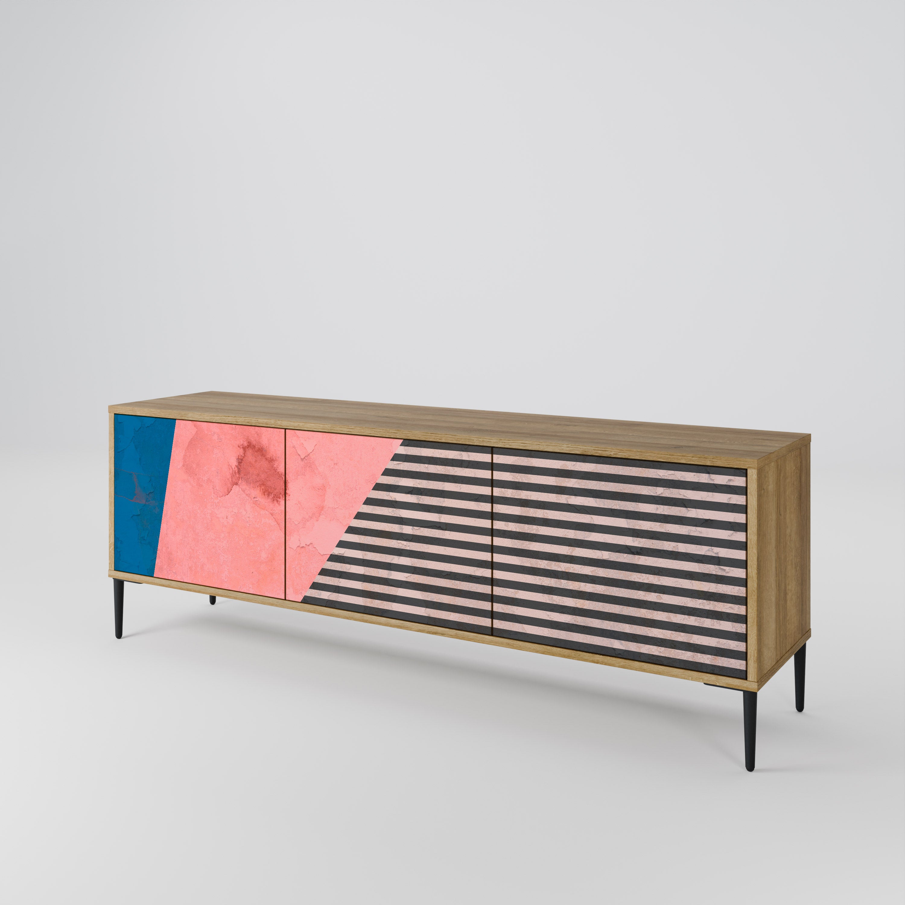 GLAMOROUS STRIPE TV-bänk med 3 dörrar